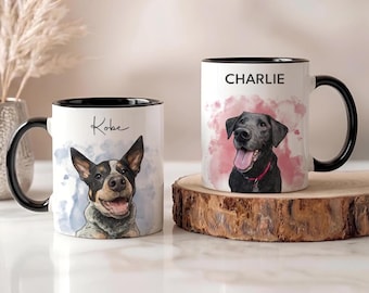 Custom Pet Mug, Personalized Dog Mug, Watercolor Pet Portrait, Dog Remembrance Gift, Custom Cat Mugs