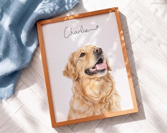 Custom Pet Portrait from Photo, Dog Portrait Gift, Personalized Dog Painting for Dog Mom, Custom Dog Art Print, Pet Portrait Frame