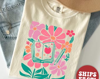 Comfort Colors© Back To School Teacher Shirt, Retro Teacher Flower Shirt, Teacher Life T-Shirt for Teacher Appreciation, Teacher Gifts
