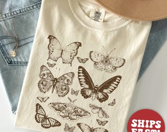 Comfort Colors® Butterfly Shirt, Moth Shirt, Butterfly Wings T-Shirt, Bug Cottage Core Gift, Garden Butterflies Tshirt