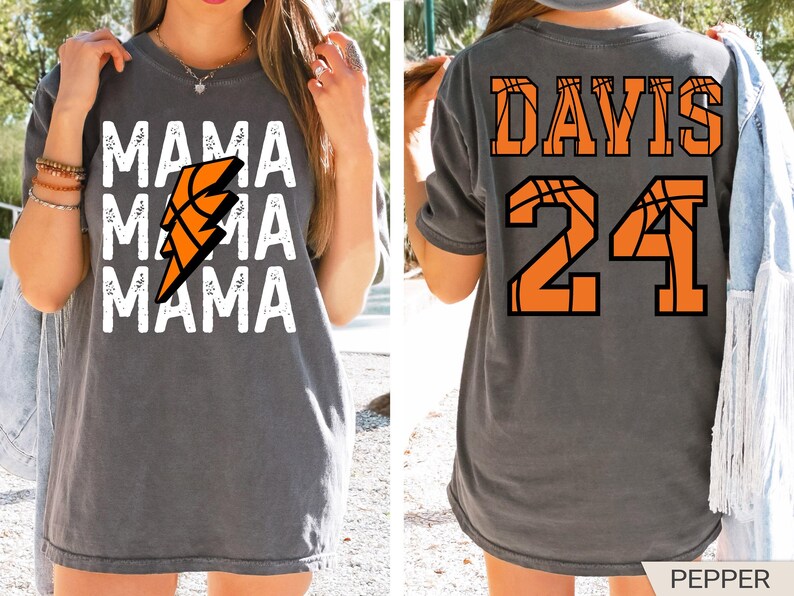 Comfort Colors Custom Basketball Mom Shirt, Basketball Team Shirt, Mama Basketball Season Tee, Sports Mom Tee, Basketball Game Day Shirt image 4