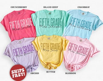Comfort Colors® Fifth Grade Teacher Shirt, 5th Grade Teacher T Shirt for Teacher Appreciation Gift, Elementary Fifth Grade Team Tee