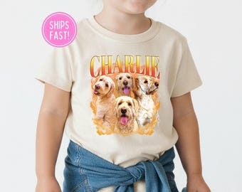 Custom Dog Shirt for Kids, Custom Toddler T-Shirt, Bootleg Dog Shirt for Toddler, Personalized Dog Collage Shirt, Custom Name Pet Kid Shirt