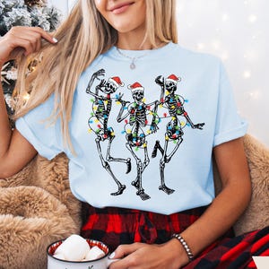 Comfort Colors® Dancing Skeleton Shirt, Christmas Skeleton T Shirt, Holiday Christmas T-Shirt image 3