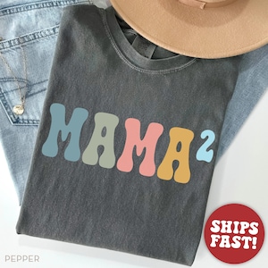 Comfort Colors Second Baby Announcement Shirt, Mama Of 2 T-Shirt, Mom Life Tee, Mothers Day Gift, Trendy Mom T-Shirts