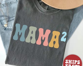 Comfort Colors Second Baby Announcement Shirt, Mama Of 2 T-Shirt, Mom Life Tee, Mothers Day Gift, Trendy Mom T-Shirts