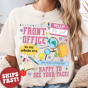 Comfort Colors® Custom Front Office Shirts, Personalized Administrative Assistant Tee, School Secretary T-shirt, School Admin Gifts