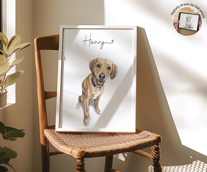 Custom Pet Portrait from Photo, Dog Portrait Gift, Personalized Dog Painting for Dog Mom, Custom Dog Art Print, Pet Portrait Frame bild 12