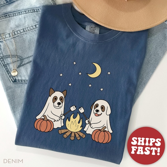 Comfort Colors® Halloween Dog Shirt, Cute Ghost Shirt for Halloween, Camping Shirt, Boo Shirt