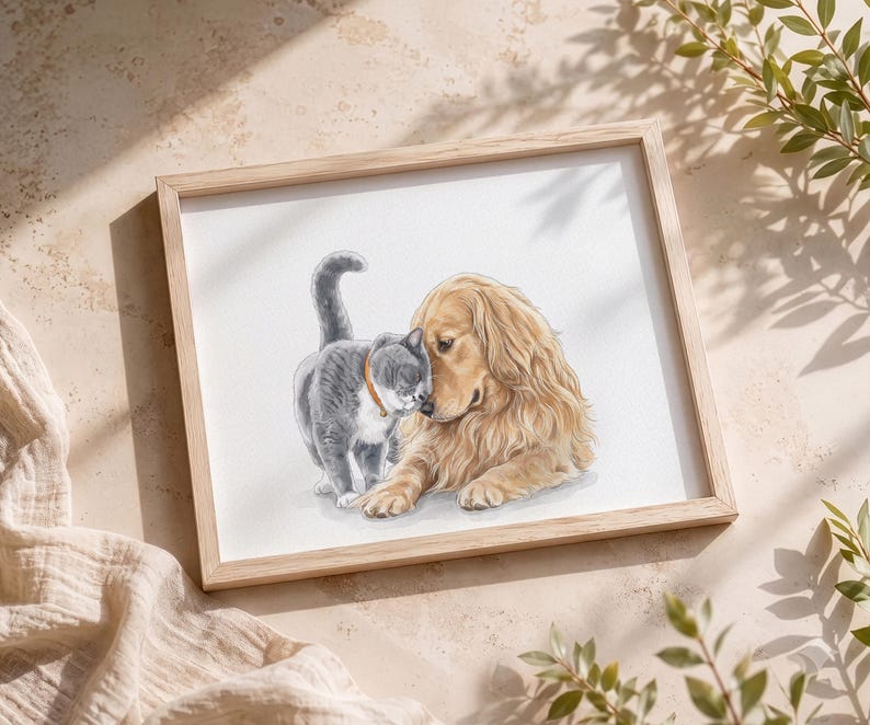 Custom Cat Portraits Using Pet Photo, Cat Lovers Gift for Cat Mom, Cat Portrait for Cat Memorial afbeelding 12
