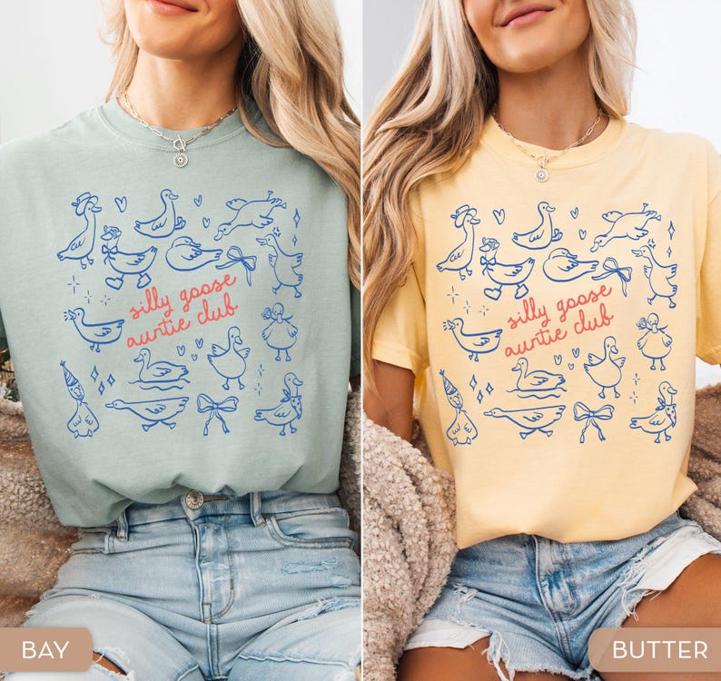Comfort Colors® Cute Auntie Shirt Aunt Shirt Silly Goose Auntie Shirt New Aunt Gift Pregnancy Announcement Gift for Aunt Pregnancy Reveal bild 3