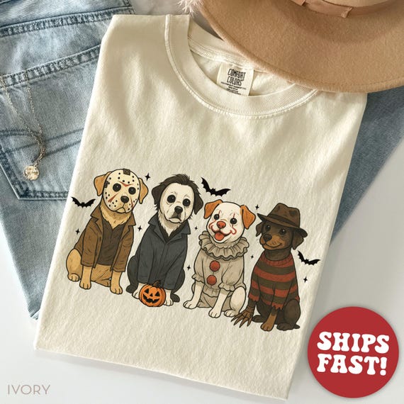 Comfort Colors® Halloween Dog Shirt, Funny Halloween Shirt, Dog Lovers T-Shirt, Retro Halloween