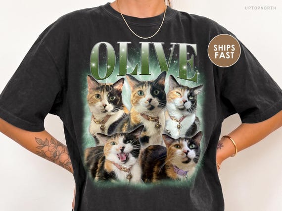 Comfort Colors® Custom Cat Shirt, Custom Dog Bootleg Shirt, Custom Photo Shirt for Pet Remembrance Gift
