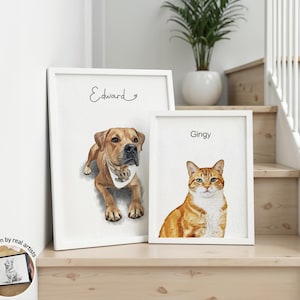 Custom Pet Portrait from Photo, Dog Portrait Gift, Personalized Dog Painting for Dog Mom, Custom Dog Art Print, Pet Portrait Frame bild 3