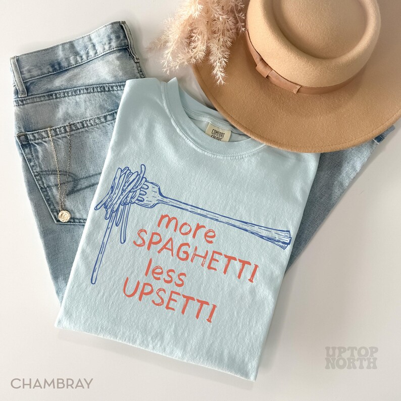 Comfort Colors® Spaghetti Shirt, Spaghetti Less Upsetti Shirt, Pasta Shirt, Mental Health Shirt image 4