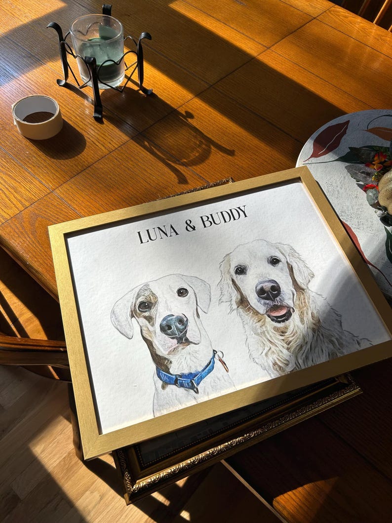 Custom Pet Portrait from Photo, Dog Portrait Gift, Personalized Dog Painting for Dog Mom, Custom Dog Art Print, Pet Portrait Frame bild 11