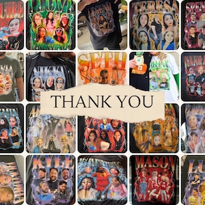 May include: Collection of custom t-shirts featuring various names and images. Each shirt displays a unique design with names like "Maguire," "Teresa," and "Mason," along with portraits and graphics. The shirts are in various colors and styles, suitable for personalized gifts.