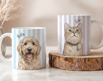 Custom Pet Mug with Custom Dog Portrait, Pet Memorial Gift for Pet Loss, Personalized Pet Mug for Dog Lovers, Custom Cat Mug, Pet Lover Gift