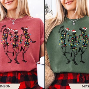 Comfort Colors® Dancing Skeleton Shirt, Christmas Skeleton T Shirt, Holiday Christmas T-Shirt image 2