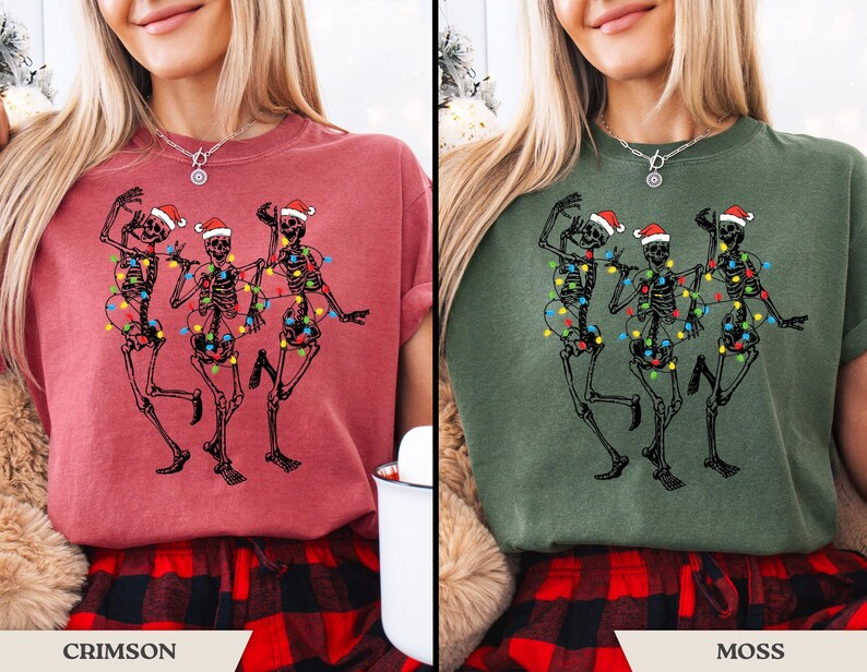 Comfort Colors® Dancing Skeleton Shirt, Christmas Skeleton T Shirt, Holiday Christmas T-Shirt image 2