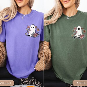 Comfort Colors® Summerween Shirt, Halloween Floral Ghost Shirt, Cottagecore Ghost Tee, Cute Halloween Shirt bild 4