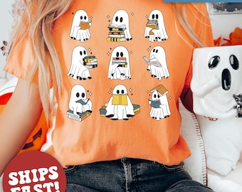 Halloween Ghost Comfort Colors Shirt, Cute Ghost Shirt, Womens Halloween Shirt, Cute Fall Shirt, Spooky Season Shirt, Gift For Halloween