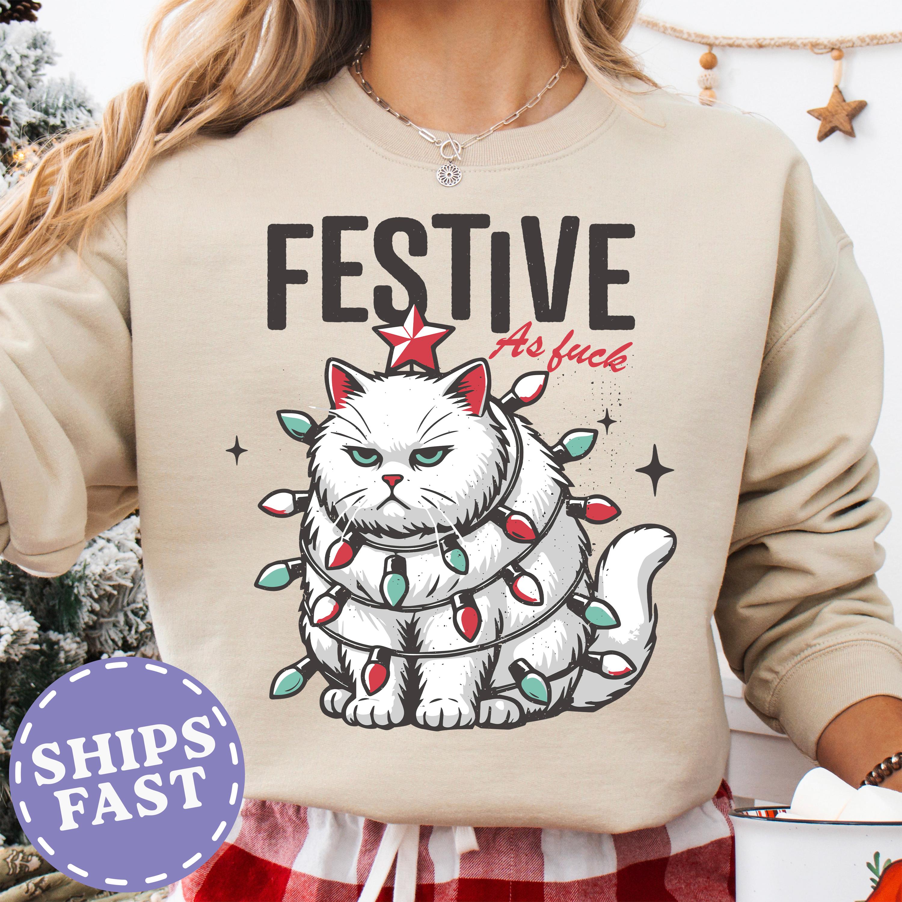 Cat Christmas Sweater Etsy