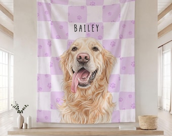 Custom Pet Photo Blanket with Name Personalized Dog and Cat Gift for Dog Moms