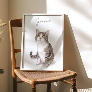Custom Cat Portraits Using Pet Photo, Cat Lovers Gift for Cat Mom, Cat Portrait for Cat Memorial afbeelding 13