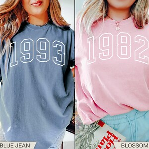 Camiseta personalizada con el año de nacimiento, camiseta de cumpleaños, colores cómodos, regalo de cumpleaños personalizado, camiseta moderna con el año de nacimiento, regalo de cumpleaños, camiseta de cumpleaños personalizada imagen 5