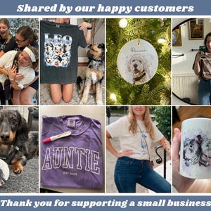 a collage of photos with a woman holding a dog