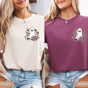 Comfort Colors® Summerween Shirt, Halloween Floral Ghost Shirt, Cottagecore Ghost Tee, Cute Halloween Shirt bild 5