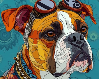 Steampunk Dog Panel Fabric: Upholstery, Wall Art, Home Decor