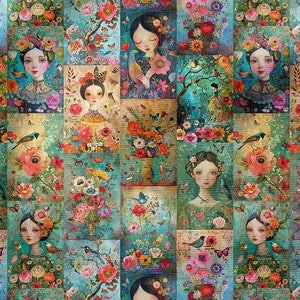 Tela floral para damas por yardas, tela con estampado de pájaros y mariposas
