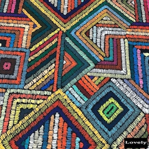 Geometric Upholstery Fabric: Colorful Lines Print, Home Decor