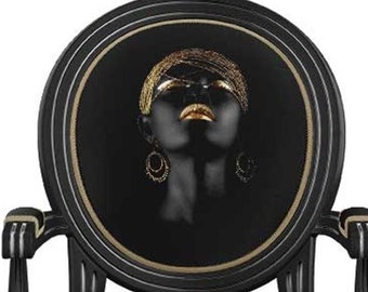 Black Painted Woman Fabric  | Panel Fabric | Chair Upholstery | Polyester Fabric | Pillow | Unique Desing | Mattresses | Berjer Upholstery