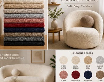 Schwerer Bouclé-Polsterstoff, Teddy-Stoff für Sofa, Stuhl & Kissen, 11 Farben
