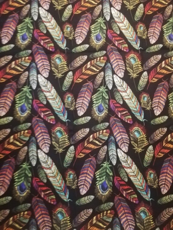 Colorful Feather Fabric Printed Fabric Upholstery Fabric Etsy
