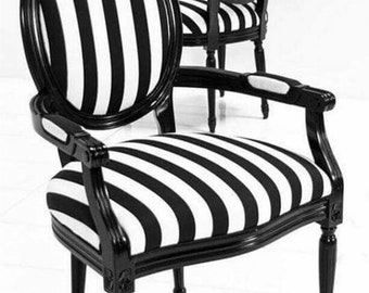 Black and white Striped Geometric fabric | Upholstery Fabric | Printed Fabric | Chair Upholstery | Polyester Fabric | Sofa Upholstery