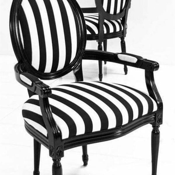 Tissu géométrique rayé noir et blanc | Tissu d'ameublement | Tissu imprimé | Rembourrage de chaise | Tissu en polyester | Rembourrage de canapé