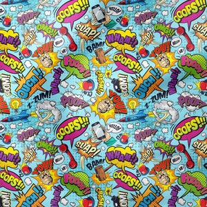 Pop Art Fabric by the Yards | OMG, Ooops, Slap, Bam Wham Crash Fabric | Sewing Fabric | Print PES fabric | Moda Fabric | Pop Art Decor