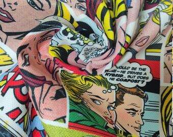 Pop Art Comic Book Fabric: Vintage Style Print PES Fabric