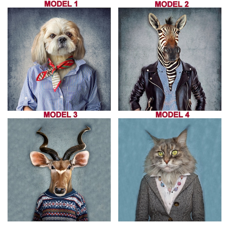 costumed animals poster fabric, 4 model