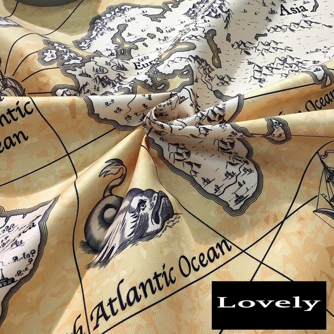 World Map Fabric World Map Print Fabric Europe Map Asia Etsy
