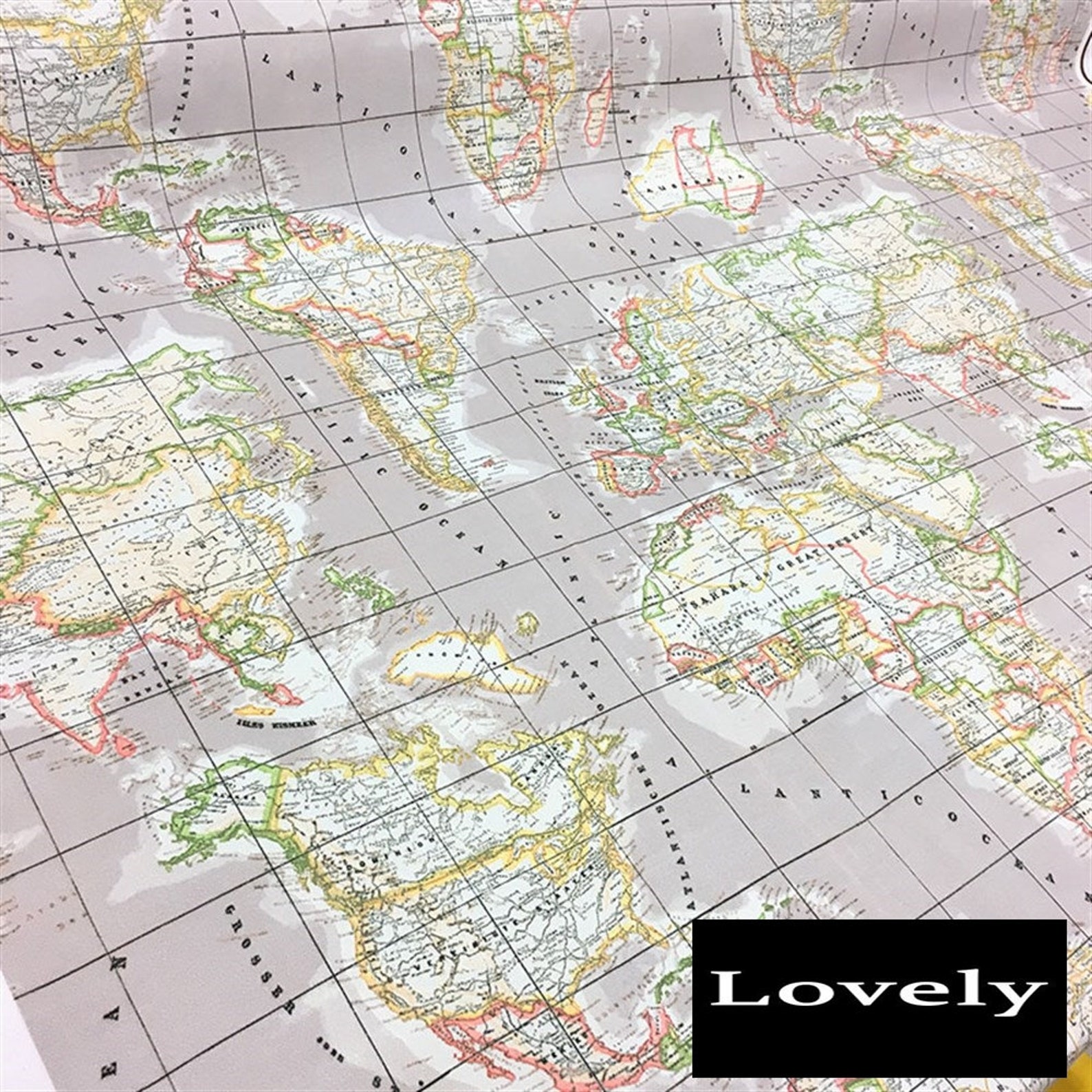 World Map Modelé Tissu World Map Print Fabric Carte de Etsy