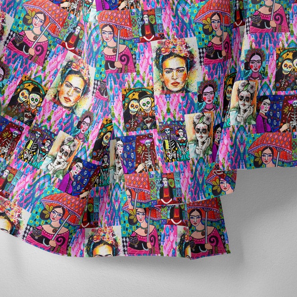 Frida Kahlo Collection Mexico Fabric by the Yard | PES Fabric Retro Decor | Upholstery Fabric | Furniture Drapery Sofa Bag 40s 50s 60s