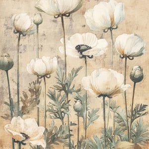 Tessuto per pannelli floreali vintage, tessuto per poster, tessuto per arte murale, tessuto per stampe decorative, decorazione vintage per borse, decorazione floreale per la casa