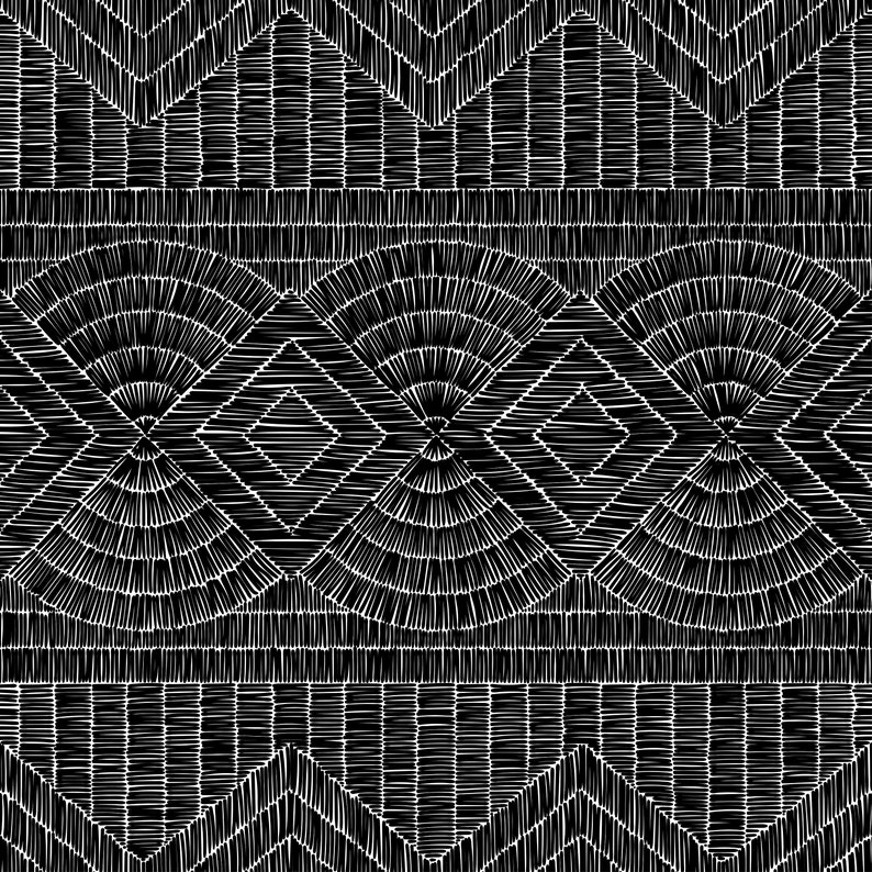 Ethnic Lines Fabric Black and White Fabric Upholstery Etsy