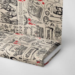 Vintage Theater Gothic Fabric – Drama & Tragedy Print Textile for DIY Home Projects image 6