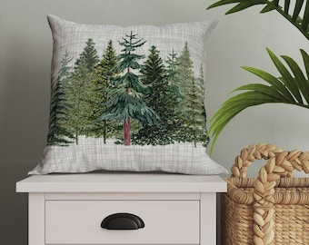 Trend Cushion, Custom size pillow, pillow case with Pine Tree Paws in the Snow, 18x18, pillow with zipper, Holiday decor, Cushion for sofa